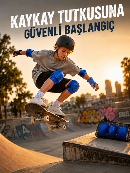 Mavi Çocuk Koruyucu Dizlik Dirseklik ve El Bilek Koruyucu Seti 2 Adet ürün görseli 1