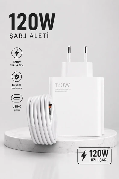 Turbo Hızlı Şarj Destekli 120W USB-C Şarj Seti ürün görseli 1