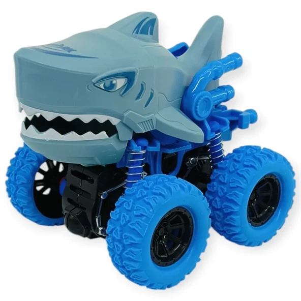 Köpek Balığı Sürtmeli Mekanik Monster Araba Gri 12 cm ürün görseli 1