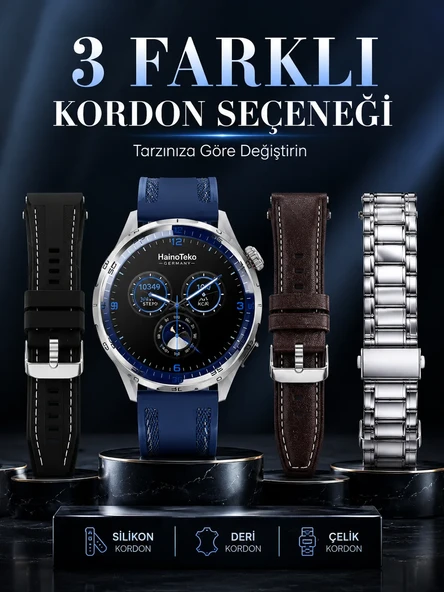AMOLED Ekranlı Bluetooth Akıllı Saat 3 Kordonlu Uzun Pil Ömürlü ürün görseli 1