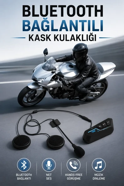 Kask Kulaklığı Motosiklet Intercom Interkom Dinleme Konuşma Özellikli Su Geçirmez ürün görseli 1