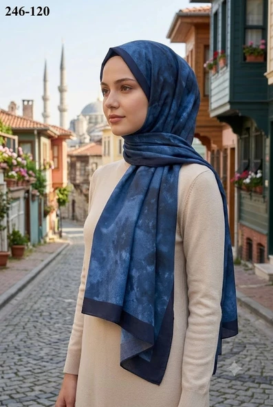 Sharell Soft Pamuk Şal (Lacivert Serisi) 246-120 ürün görseli 1