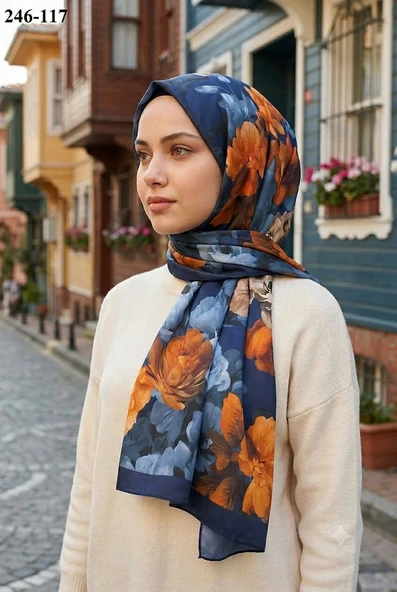 Sharell Soft Pamuk Şal (Lacivert Serisi) 246-117 ürün görseli 1