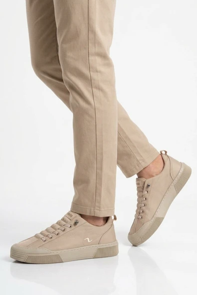 Bej Bağcıklı Unisex Sneaker ürün görseli 1