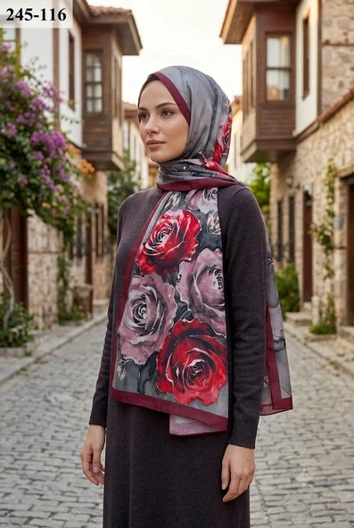 Sharell Soft Pamuk Şal (Bordo Serisi) 245-116 ürün görseli 1
