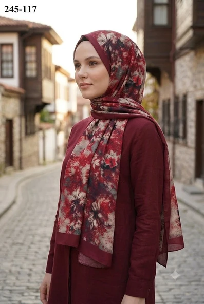 Sharell Soft Pamuk Şal (Bordo Serisi) 245-117 ürün görseli 1