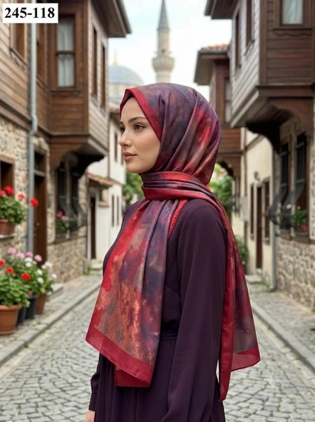 Sharell Soft Pamuk Şal (Bordo Serisi) 245-118 ürün görseli 1