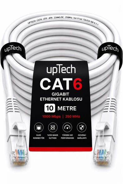 UPTECH CAT6 Ethernet Kablosu 10 Metre RJ45 LAN İnternet Modem Router Bilgisayar Kablosu ürün görseli 1