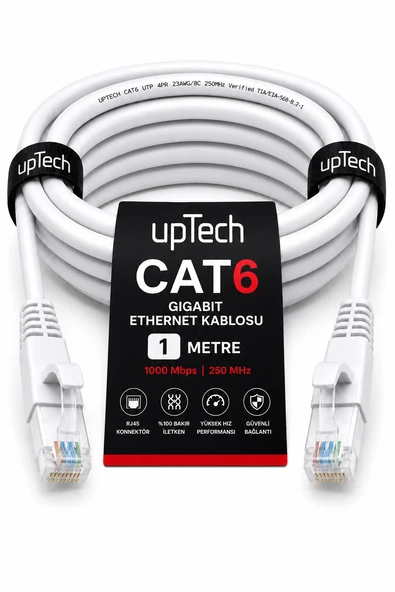 UPTECH CAT6 Ethernet Kablosu 1 Metre RJ45 LAN İnternet Modem Router Bilgisayar Kablosu ürün görseli 1