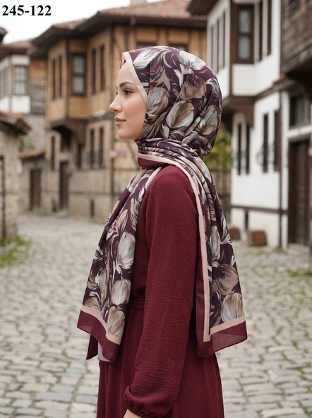 Sharell Soft Pamuk Şal (Bordo Serisi) 245-122 ürün görseli 1