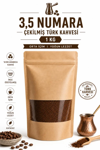 3,5 Numara Çekilmiş Türk Kahvesi 1 kg Orta İçim Yoğun Lezzet ürün görseli 1