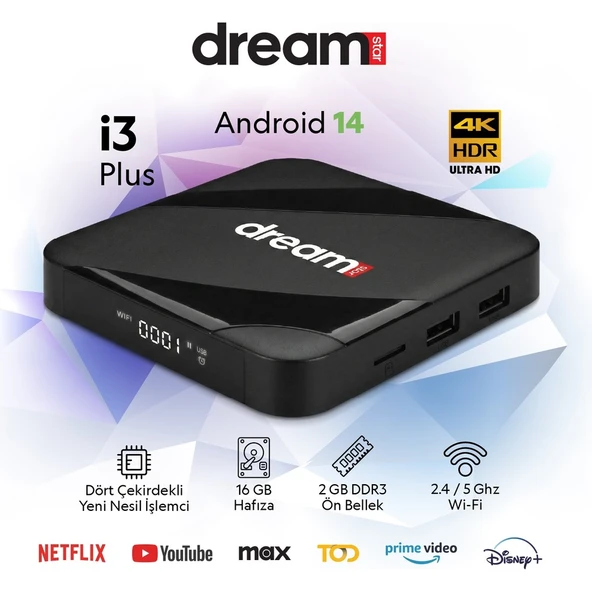 Dreamstar I3 Plus Android Tv Box | Android 14 | Ses Komut Desteği | 6k Ultra Hd ürün görseli 1