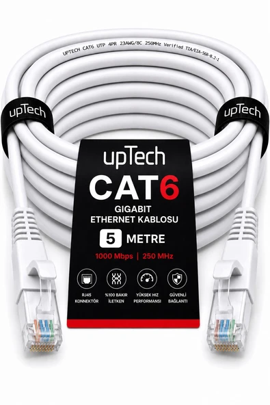UPTECH CAT6 Ethernet Kablosu 5 Metre RJ45 LAN İnternet Modem Router Bilgisayar Kablosu ürün görseli 1