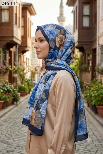 Sharell Soft Pamuk Şal (Lacivert Serisi) 246-114 ürün görseli 1