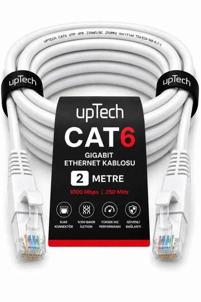 UPTECH CAT6 Ethernet Kablosu 2 Metre RJ45 LAN İnternet Modem Router Bilgisayar Kablosu ürün görseli 1