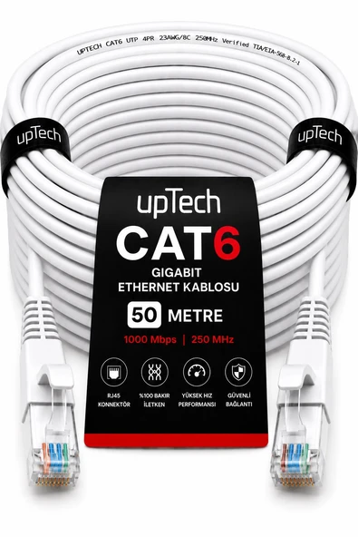 UPTECH CAT6 Ethernet Kablosu 50 Metre RJ45 LAN İnternet Modem Router Bilgisayar Kablosu ürün görseli 1