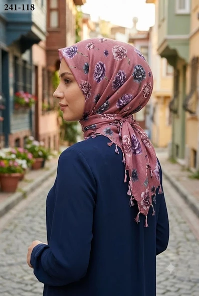 Dolce Life Desenli Sökme Boncuklu Eşarp 241-118 ürün görseli 1