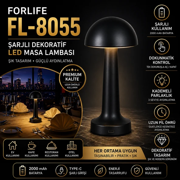 Forlife Dekoratif Şarjlı Led Masa Lambası ürün görseli 1