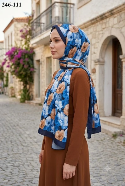 Sharell Soft Pamuk Şal (Lacivert Serisi) 246-111 ürün görseli 1