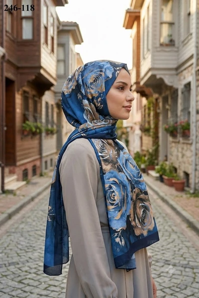 Sharell Soft Pamuk Şal (Lacivert Serisi) 246-118 ürün görseli 1