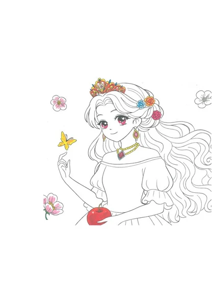 4e Anime Princess Boyama Kitabı Yeşil - Resim 2