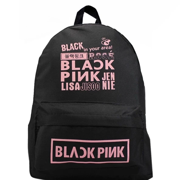 Siyah Blackpink Baskılı Sırt Okul Çantası ürün görseli 1
