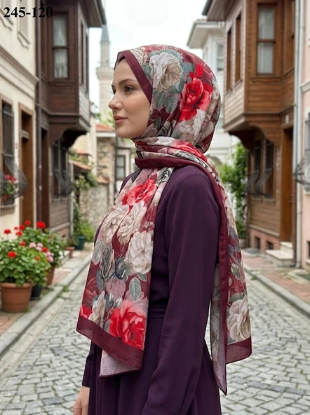 Sharell Soft Pamuk Şal (Bordo Serisi) 245-120 ürün görseli 1