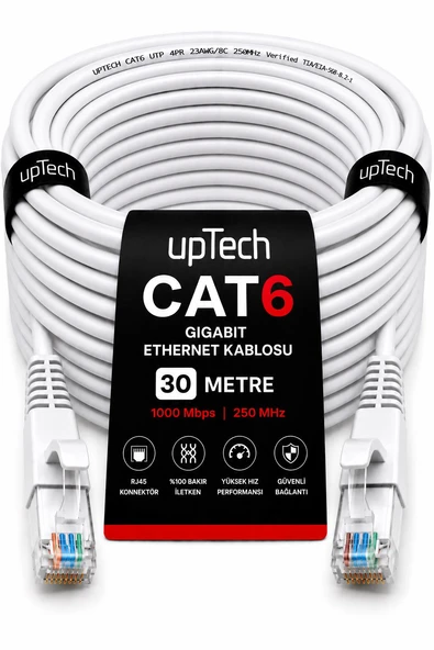 UPTECH CAT6 Ethernet Kablosu 30 Metre RJ45 LAN İnternet Modem Router Bilgisayar Kablosu ürün görseli 1