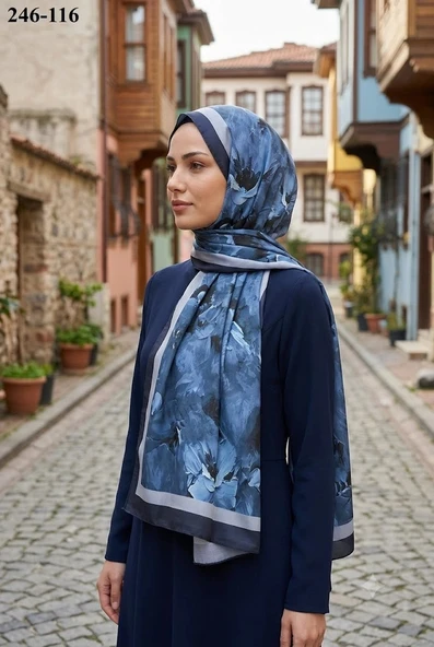 Sharell Soft Pamuk Şal (Lacivert Serisi) 246-116 ürün görseli 1