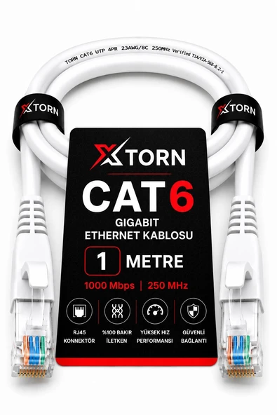 TORN CAT6 Ethernet Kablosu 1 Metre RJ45 LAN İnternet Modem Router Bilgisayar Kablosu ürün görseli 1