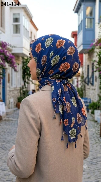 Dolce Life Desenli Sökme Boncuklu Eşarp 241-114 ürün görseli 1