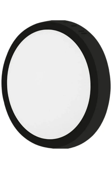 CT-5235 18W Panel LED Armatür Siyah Yulvarlak Sıva Üstü Metal Kasa Beyaz Işık 6400K ürün görseli 1