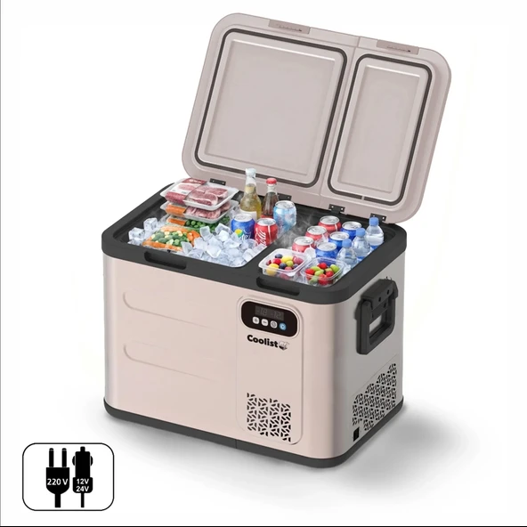Coolist CLK50D 12/24V/220Volt 49 Litre Çift Bölmeli Outdoor Kompresörlü Bluetooth Bağlantılı Oto Buzdolabı ürün görseli 1