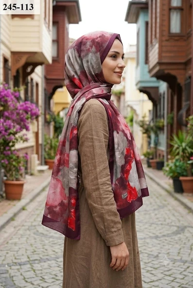 Sharell Soft Pamuk Şal (Bordo Serisi) 245-113 ürün görseli 1