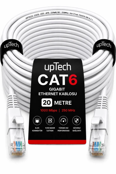 UPTECH CAT6 Ethernet Kablosu 20 Metre RJ45 LAN İnternet Modem Router Bilgisayar Kablosu ürün görseli 1