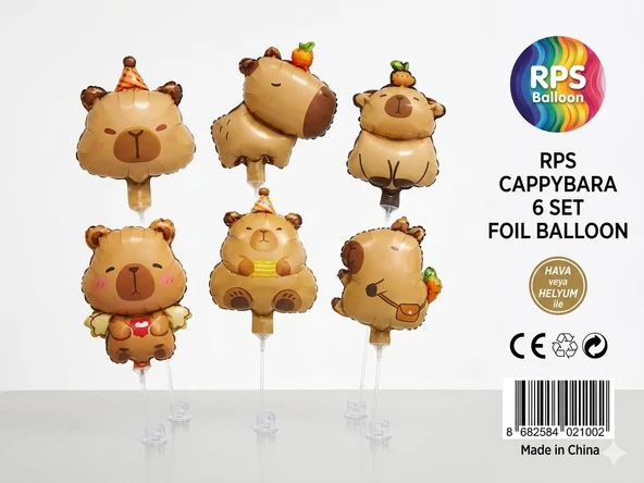 CappyBara 6'lı Folyo Balon Seti ürün görseli 1