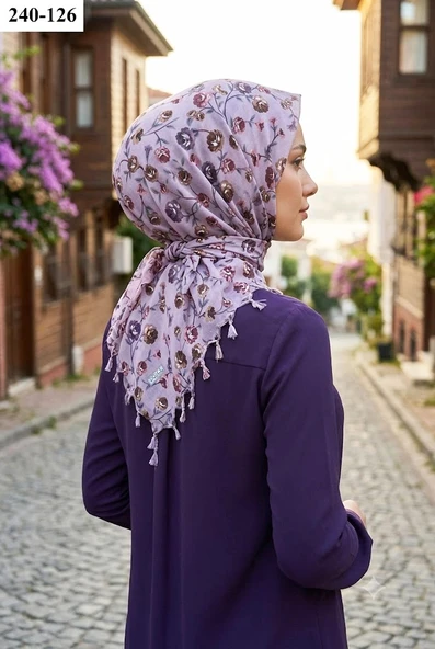 Dolce Life Desenli Sökme Boncuklu Eşarp 240-126 ürün görseli 1