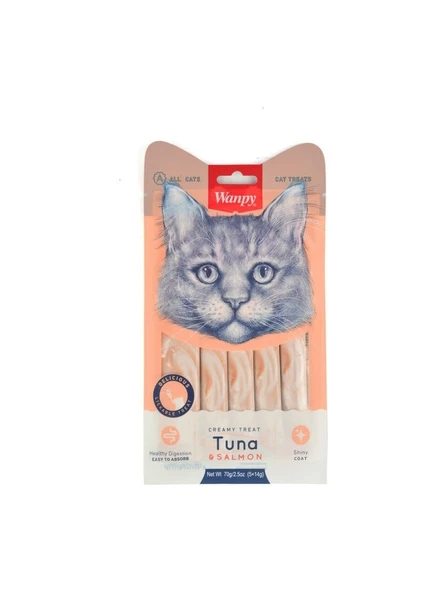 Wanpy Ton Balıklı Somonlu Krema Likit Kedi Ödülü 5X14GR ürün görseli 1