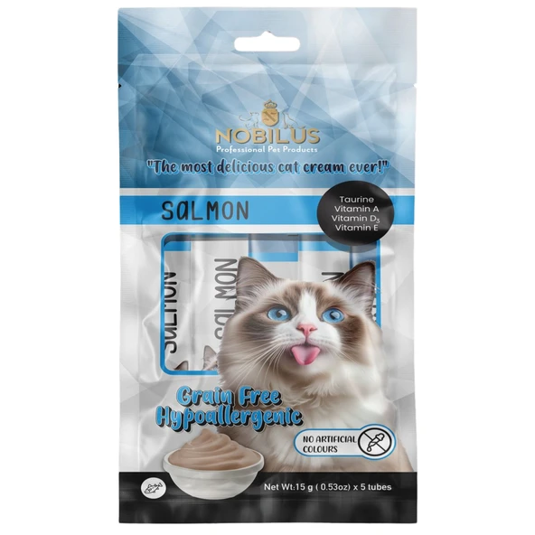 Nobilus Somon Balıklı Kedi Krema Ödül Maması 5 x 15 gr ürün görseli 1
