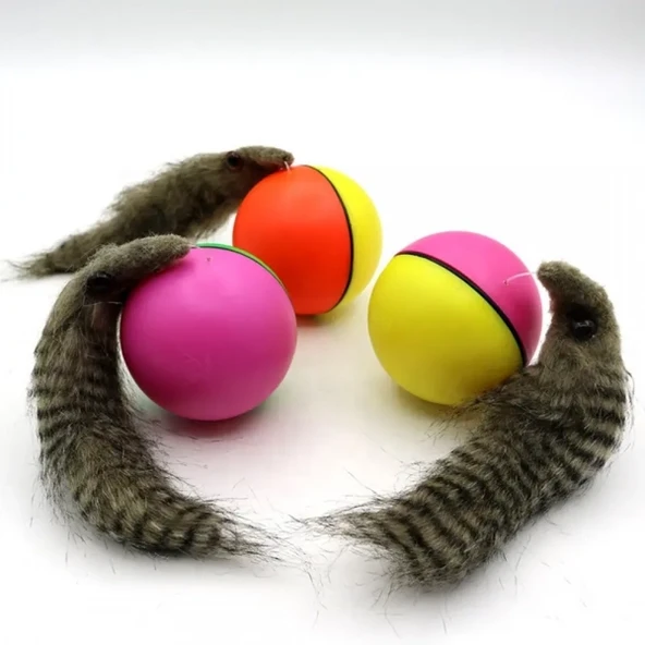 Hareketli Sesli Peluş Toplu Fare Pilli Kedi Oyuncağı 8 CM ürün görseli 1