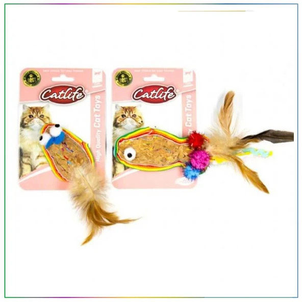 Catlife Meşe Mantarı Kedi Oyuncağı Renkli Püsküllü ürün görseli 1