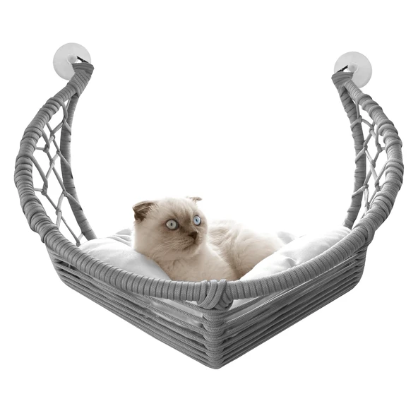 Markapet Vantuzlu Gondol Kedi Hamağı Kedi Yatağı 40*45 cm Gri ürün görseli 1