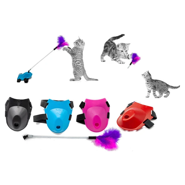 Markapet Tüylü Yaylı Kedi Ayak Oltası Kedi Oyuncağı 9 cm-35 cm Mavi ürün görseli 1