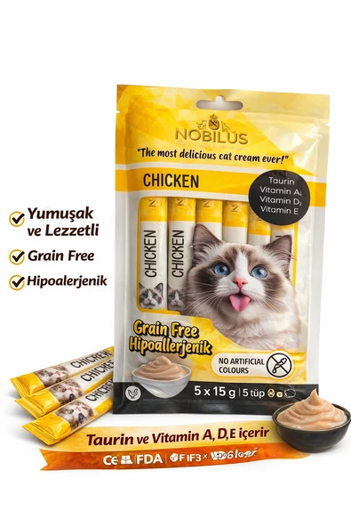 Nobilus Tavuklu Kedi Krema Ödül Maması 5 x 15 gr ürün görseli 1