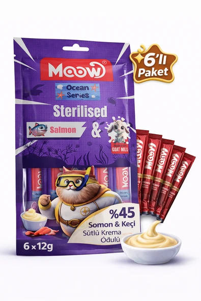 Creamy Somonlu ve Keçi Sütlü Kısırlaştırılmış Sıvı Krema Kedi Ödülü 6x12 gr ürün görseli 1