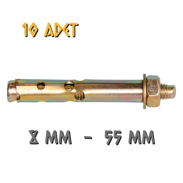 Made Gömlekli Çelik Dübel 8x55 mm. - 10 Adet ürün görseli 1
