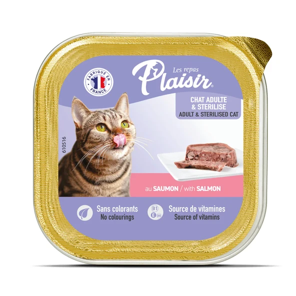 Plaisir Somon Balıklı Pate Kısırlaştırılmış ve Yetişkin Kedi Yaş Maması 100 Gr ürün görseli 1