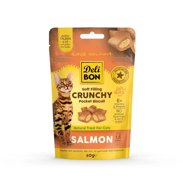 Delibon Cruncy İçi Dolgulu Ödül Bisküvisi - Somonlu 60gr ürün görseli 1