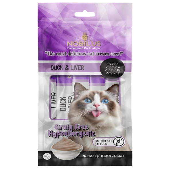 Nobilus Ördekli Ciğerli Kedi Krema Ödül Maması 5 x 15 gr ürün görseli 1