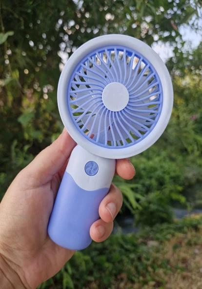 Mini Fan USB Şarjlı Mini El Fanı Taşınabilir Vantilatör 3 Kademeli Sessiz Fan Telefon Tutucu Mavi Re ürün görseli 1